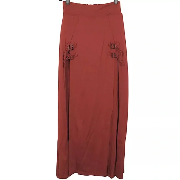 Halara Rust High Waisted Buckle 2-in-1 Maxi Skirt XS NWT - Picture 3 of 8